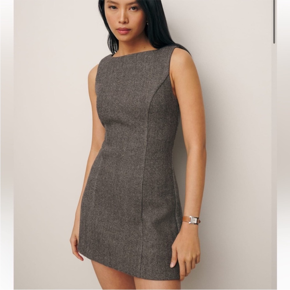 Reformation Willene Wool Dress Charcoal Grey Size 10 New with tags